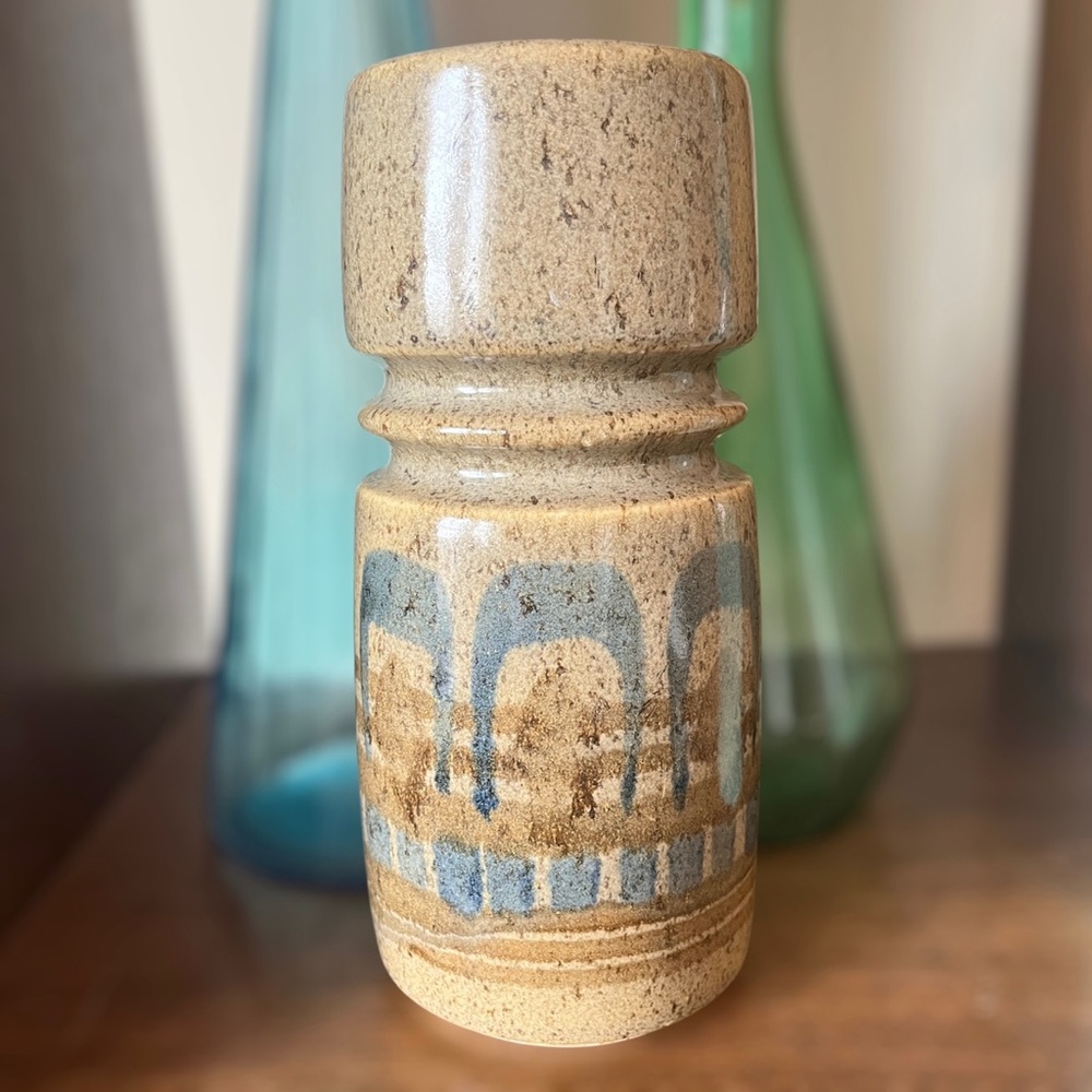 Mid Century Vase Vintage Lapid Israel Studio Art Pottery Stoneware Hand Painted